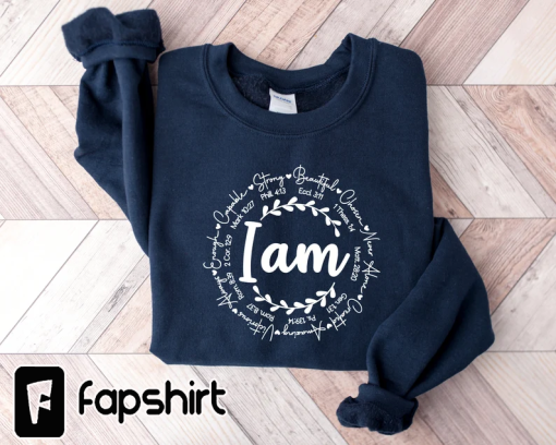 I Am Bible Verse Shirt, Christian Sweatshirt, Faith Shirt, Bible Verse Shirt, Inspirational Gift,Religious Mom Sweatshirt,Church Youth Group