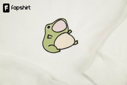 Frog with Mouth Open Funny Sweatshirt | Embroidered Sweatshirt | Aesthetic Sweatshirt