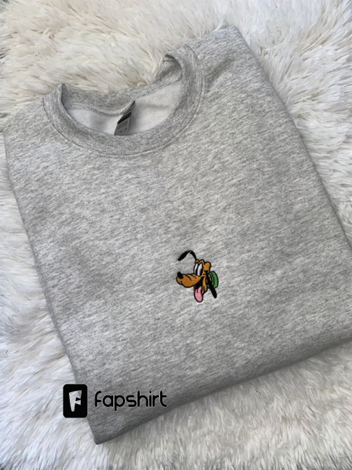 Pluto embroidered sweatshirt, embroidered crewneck, embroidered sweatshirt, Disney crew neck, Mickey embroidery, Disney embroidery, Pluto