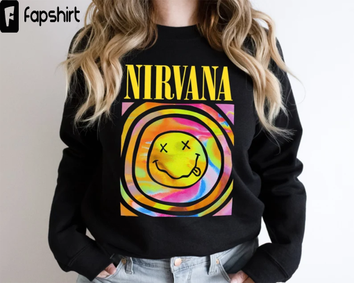 Nirvana Sweatshirt, Nirvana Smile Face Crewneck Sweatshirt, Nirvana Smiley Face Hoodie, Trendy Sweatshirt, Gift Valentine’s Day For Girls