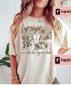 Vintage Inspired Tee Shirt, Last Night, Western…