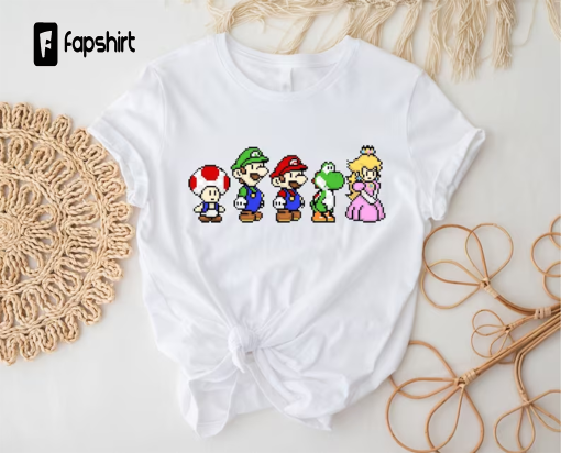 Pixel Super Mario T-Shirt, Super Mario Shirt, Vintage Gaming Shirt, Gaming Style Tee, Vintage Gamer Tee, Cute Mario Tee, Kids Birthday Gift