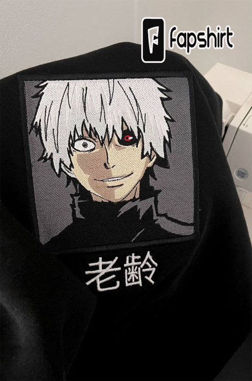 kaneki tokyo goul anime embroidered sweatshirt