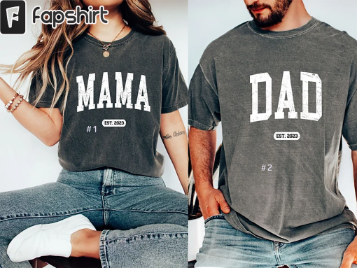 Mama Established 2023 Shirt, New Dad Shirt, Gift for New Mom, Pregnancy Announcement Shirts, Mom Est 2023, Dad Est 2023