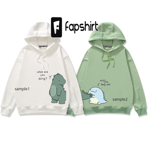 Kawaii personalized hoodies,dinosaur couples hoodies,Couple shirt,Anniversary Unisex Hoodie,Aesthetic Harajuku Kawaii Peek Sweatshirt