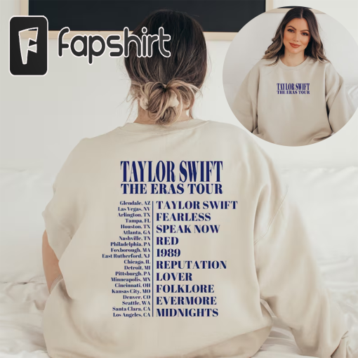 Taylor Swift Eras Tour – Blue Crewneck Sweatshirt – Limited Edition Merch 2 sided shirt