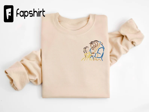 Beauty and the Beast embroidered Crewneck, Disney embroidered sweatshirt