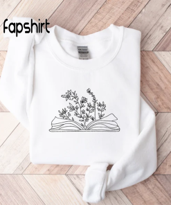 Embroidered Wildflower Book embroidered sweatshirt, Hoodie