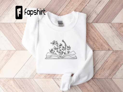 Embroidered Wildflower Book embroidered sweatshirt, Hoodie