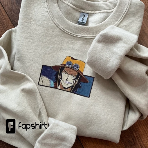 One Piece Sweatshirt, Embroidered Crewneck Portgas D.ACE, Anime Shirts, Anime Gifts, Anime Fan