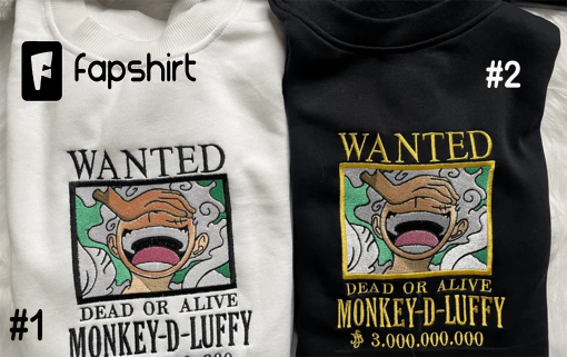 Luffy Most Wanted Embroidered Sweatshirt, Hoodie