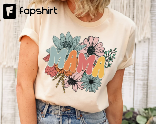 Retro Floral Mama T-shirt, Mom Shirt for Mom for Mother’s Day, Mama T-shirt, Shirt for Mom for Mother’s Day, Mama T-Shirt