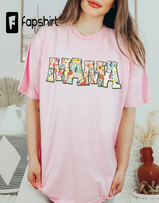 Comfort Colors Floral Mama shirt, Mama tshirt, Mom Shirt, Mother’s Day shirt, Mama Graphic Tee, Mama tee, Mom Gift, Retro Mama Floral Shirt