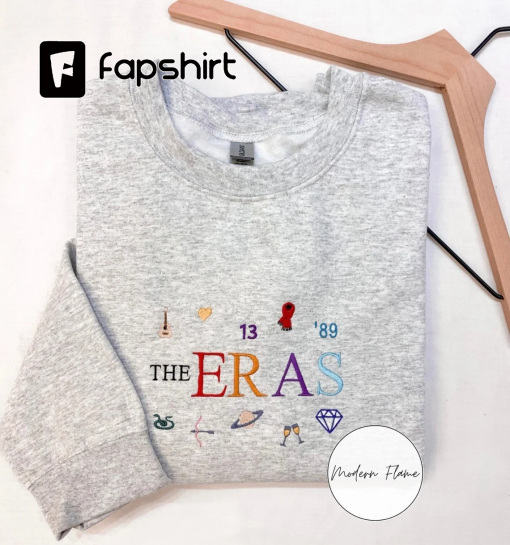 Embroidered Eras Sweatshirt, Midnights, Speak Now, Red, 1989, Reputation, Lover, Evermore, Crew Neck, Eras Outfit