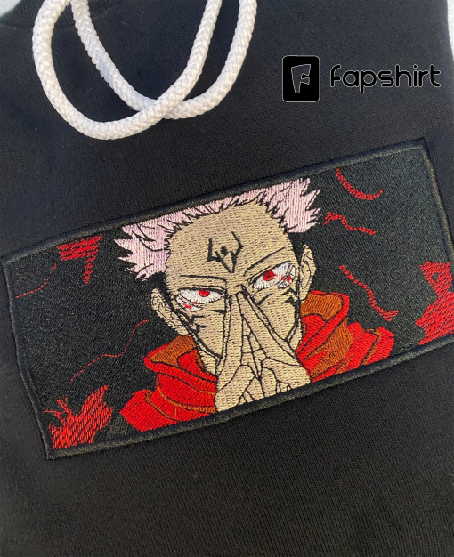 JuJutsu Kaisen Anime Embroidered Hoodie, Embroidered Sweatshirt