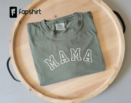 Mama Custom Comfort Colors T-Shirt-Garment Dyed T Shirt-Custom Embroidered-Personalized-Soft-High Quality-Mama-Grandma-Nonie-Gift for her