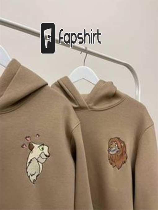 Simba and Nala Embroidered Sweatshirt Couple Matching embroidered Hoodie, Couple Sweatshirt Anniversary Gift