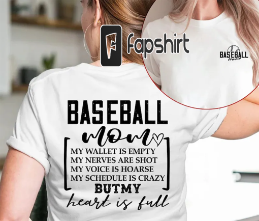 Baseball Mom Wallet is Empty Heart is Full Shirt, PNG Digital Download