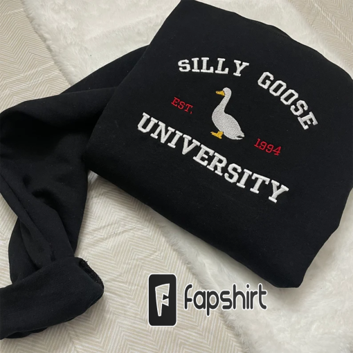 Silly Goose University Embroidered Sweatshirt- Y2K Style Embroidered Crewneck| unisex Sweatshirt- funny clothing- gifts – vintage clothing