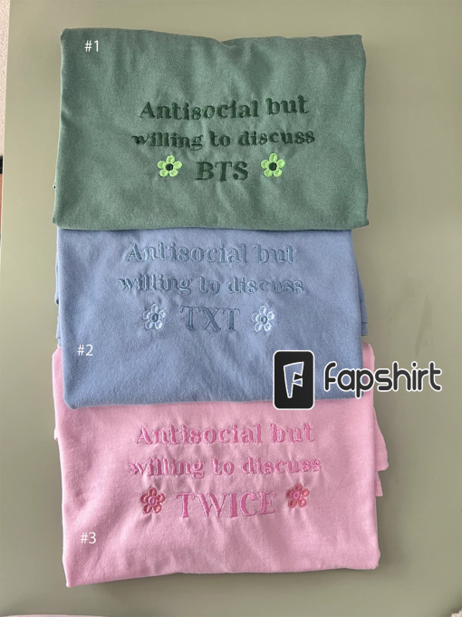 Antisocial BTS, TXT, TWICE  embroidered hoodie, sweatshirt