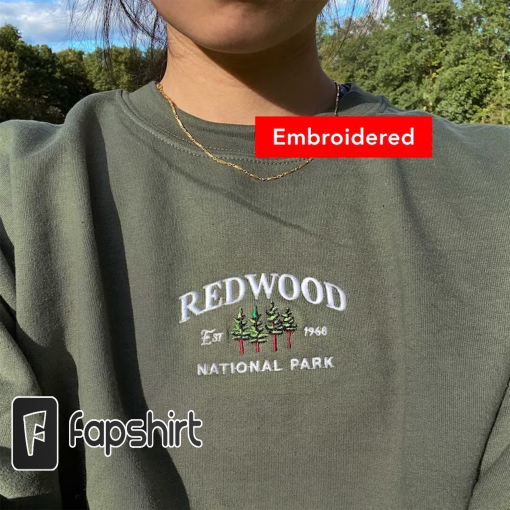 Redwood National Park Sweatshirt, vintage california crewneck embroidered, hiker gift