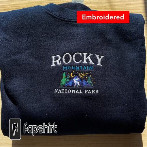 Rocky Mountain National Park Sweatshirt, stars colorado embroidered vintage crewneck