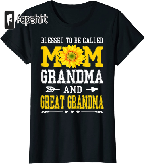 Womens Blessed To Be Called Mom Grandma Great Grandma Mother’s Day T-Shirt