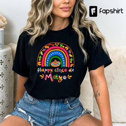 Happy Cinco De Mayo Cute Rainbow Mexican Fiesta Match Outfit T-Shirt, Cinco De Mayo Fiesta Surprise Camisa 5 De Mayo Viva Mexico T-Shirt