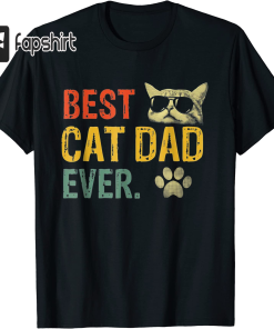 Vintage Best Cat Dad Ever T-Shirt Cat…