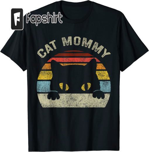 Cat Mommy Women Vintage Retro Black Cats Mom Mothers Day T-Shirt