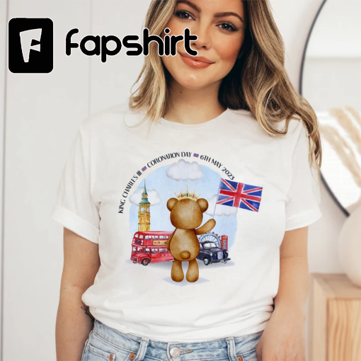 Children’s Coronation T-shirt – King Charles III Coronation Celebration T-Shirt with teddy bear