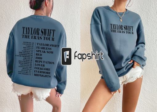 Taylor Swift Eras Tour – Blue Crewneck Sweatshirt – Limited Edition Merch 2 sided shirt