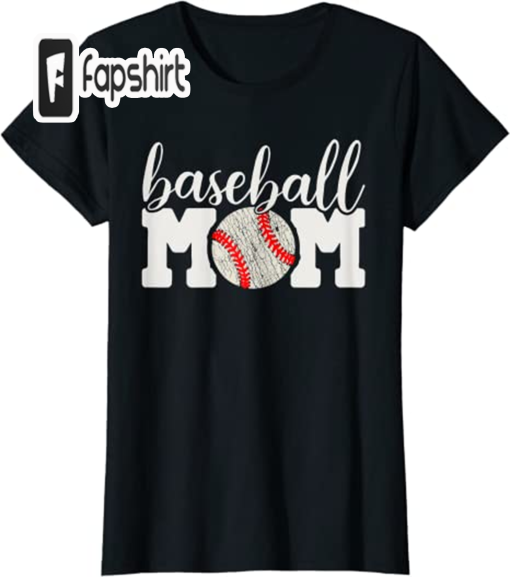 Womens Baseball Mom Shirt Gift – Cheering Mother of Boys Outfit T-Shirt