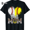 Softball Baseball Mom Leopard Tee Mother’s Day T-Shirt