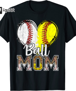 Ball Mom Heart Baseball Softball Mama Women…