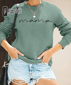 Womens Crewneck Sweatshirt Mama Letter Print Long…