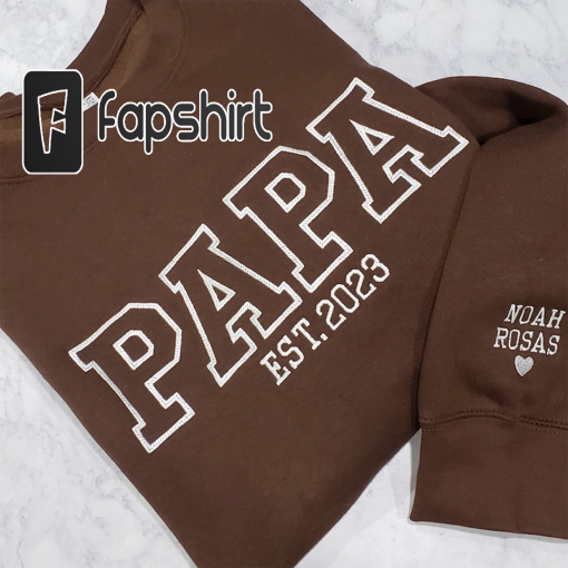 Personalized Papa Embroidered Crewneck Sweatshirt Embroidered Dad Crewneck With Names Customizable Gift For Grandpa Baby Shower Gift