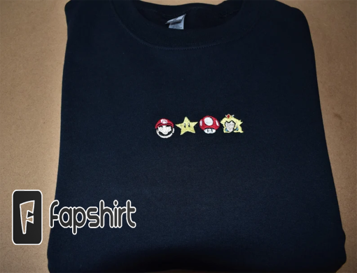 Super Mario inspired embroidered sweatshirt | Super Mario bros, Princess Peach, Mario mushroom, Super star, Super mario gift