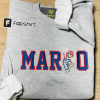 Super Mario Her Hero And His Princess Couple Embroidered Sweatshirt, Custom Cartoon Couple Embroidered Hoodie, Couple Matching Embroidered