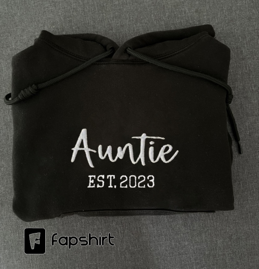 Auntie  Embroidered Sweatshirt, Embroidered Crewneck Sweatshirt Hoodie