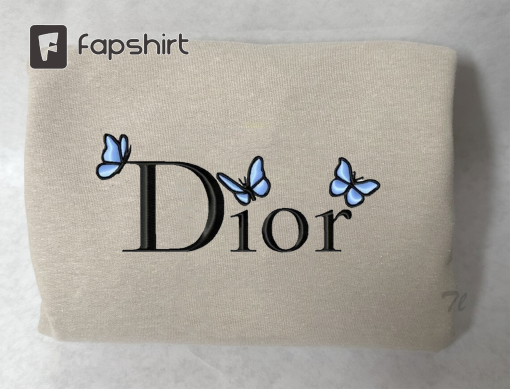 Embroidered Di.0r Butterfly, Butterfly Shirt custom, Custom Embroidery, Vintage Butterfly,Trendy Sweater, asthetic Crewneck, Butterfly swoosh