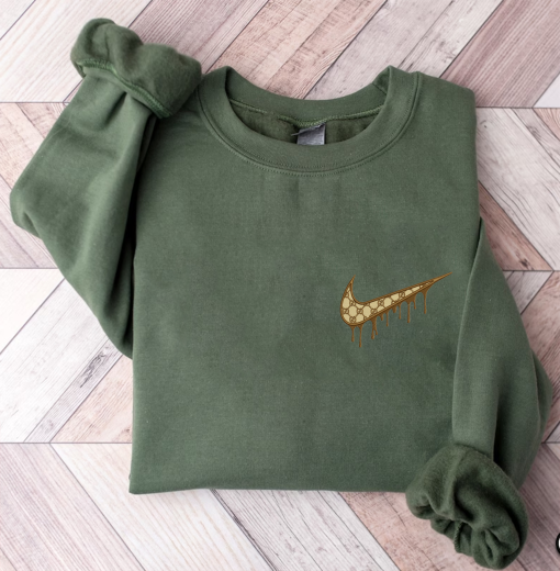 Swoosh Embroidery Crewneck Sweatshirt Embroidered Hoodie, Matching Couple Embroidered Sweatshirt, Bestfriend Matching Crewneck