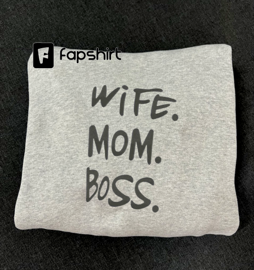 Wife mom boss Embroidered Sweatshirt, Embroidered Crewneck Sweatshirt Hoodie