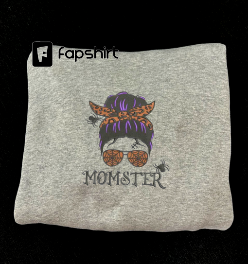 momster Embroidered Sweatshirt, Embroidered Crewneck Sweatshirt Hoodie