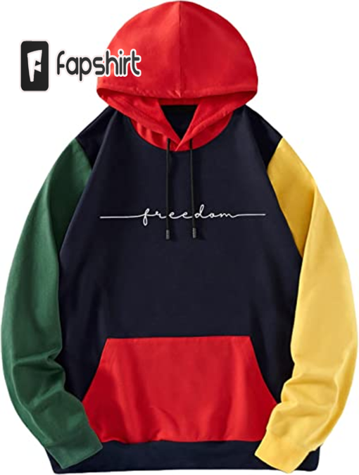 WDIRARA Men’s Letter Graphic Print Drawstring Pocket Hoodie Pullovers Sweatshirt