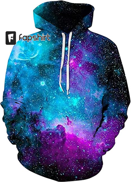 Unisex Hoodies 3D Print Galaxy Pullover Hooded Sweatshirt Hoodies with Big Pockets