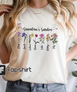 Personalized Grandma’s Garden Birth Month Tshirt ,…