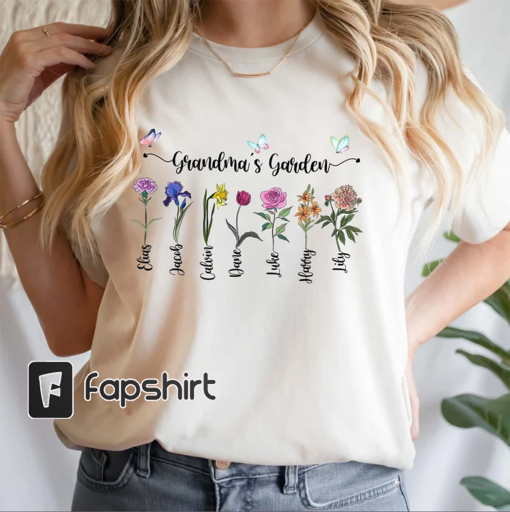 Personalized Grandma’s Garden Birth Month Tshirt , Mom’s Garden Tshirt, Birth Month Flower Family, Mothers Day Gift for Grandma.