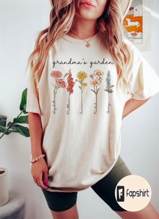 Grandmas Garden Kids Birth Month Flower Shirt, Moms Garden Gift, personalize Mothers Day Gift, Gift for Mom, Grandma Gift, Mothers Day shirt