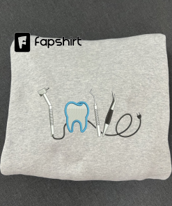 Dentist Equipment Embroidered Sweatshirt, Embroidered Crewneck Sweatshirt…